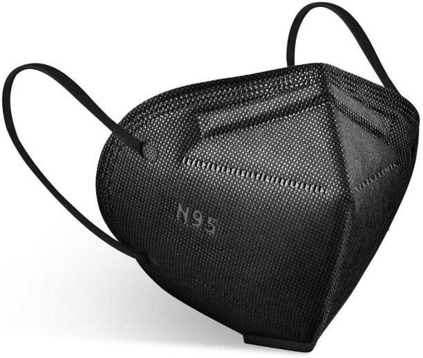 hysavio 5pc Black N95 Face Mask Black | 5 Layer High Filtration Respirator Mask for Pollution, Dust & Smoke Protection Reusable, Washable, Water Resistant