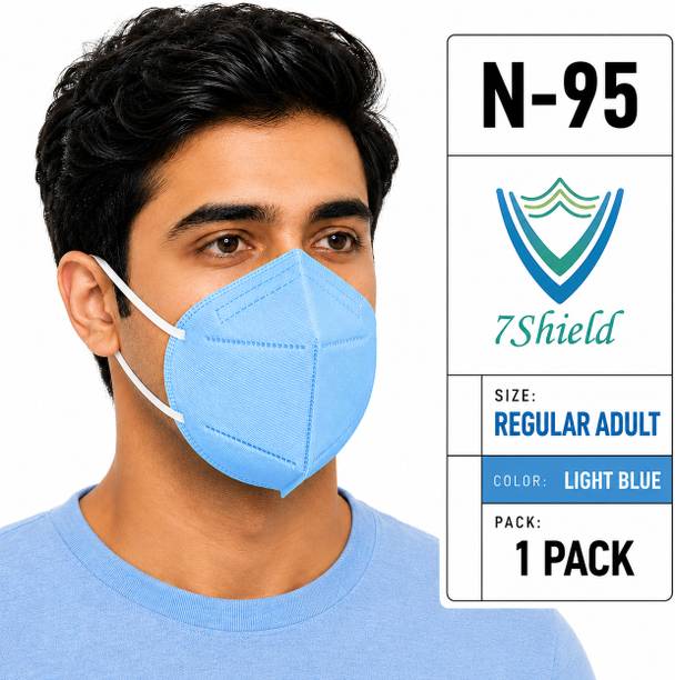 7SHIELD Blue N95 Medical Mask High-Performance Healthcare and Personal Use 6-Ply Blue N-95 Washable, Reusable, Water Resistant