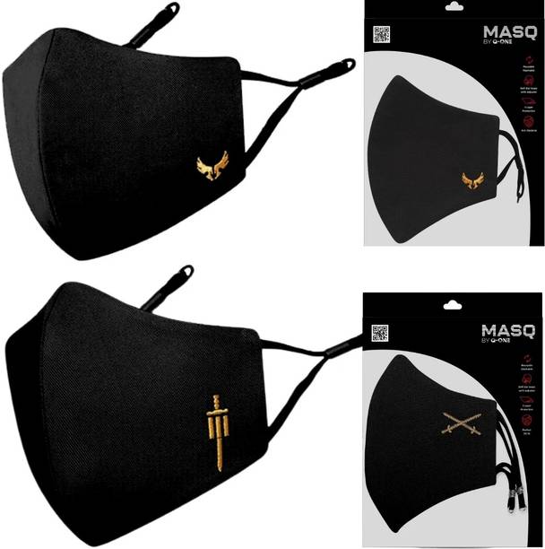 MASQ 4 Layer Protective, 100% Cotton Cloth Face Mask Combo for Men with Ear Loops Sabre Wings Reusable, Washable Cloth Mask