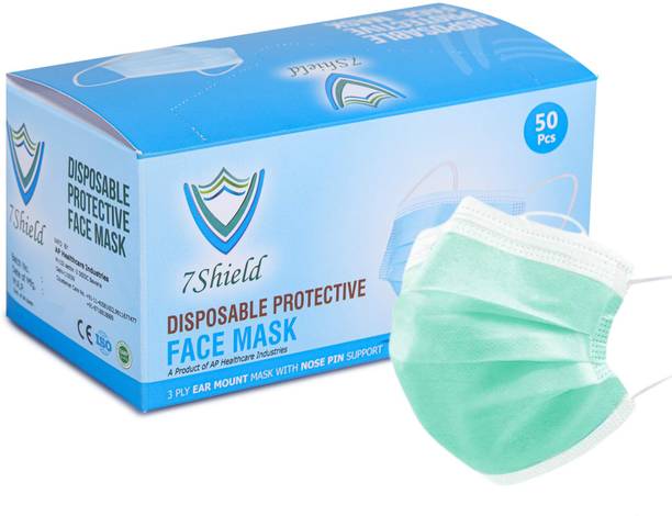 7SHIELD 3 ply green surgical mask CE and ISO Certified Face Mask with Nose clip and soft ear loops 3PLY Water Resistant Surgical Mask green 3 ply disposable filter protection breathable dust proof Water Resistant Surgical Mask Water Resistant Surgical Mask