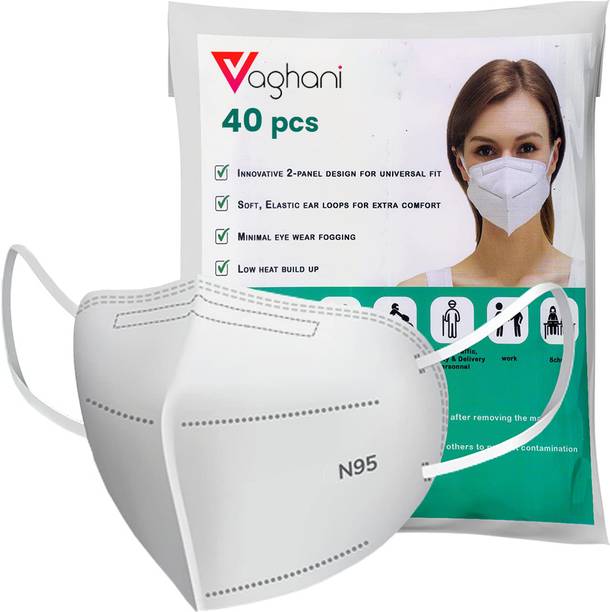 Vaghani N95 Mask Respirator 5 Layer Breathable Mask N95/KN95 Reusable 5 Layer mask for Men ,Women(White, Free Size, Pack of 40)