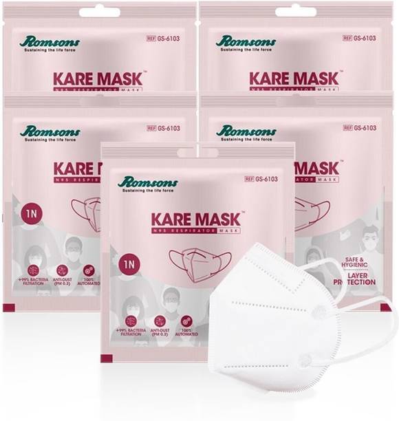 Romsons Kare Mask, N95 Respirators Kare Mask, N95 Respirators, with 6 Layer Protection (5 Pieces)