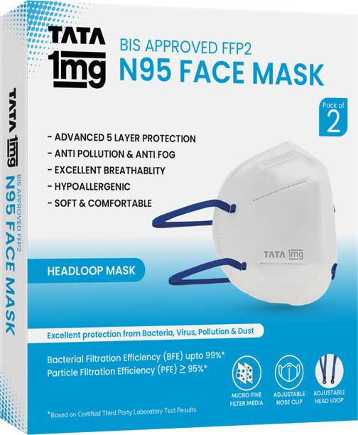 TATA 1mg BIS Approved FFP2 N95 Mask - Head Loop, Premium Face Mask 5 Layer