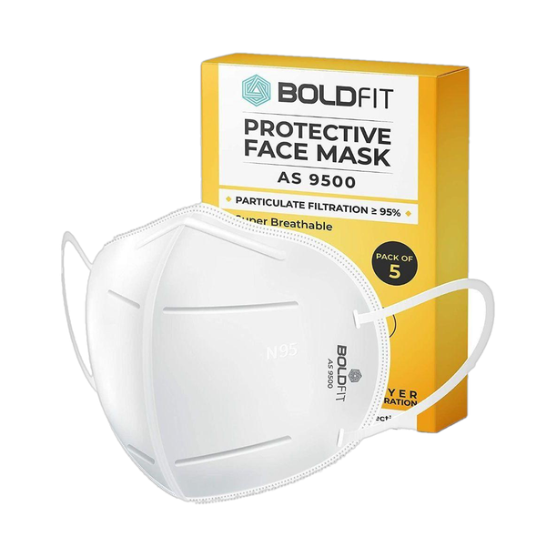 BOLDFIT N95 mask for face Anti Pollution, protective. Third Party Tested by manufacturer at SGS & Ministry of Textiles 8BFXSM4B Non-Washable, Non-Reusable
