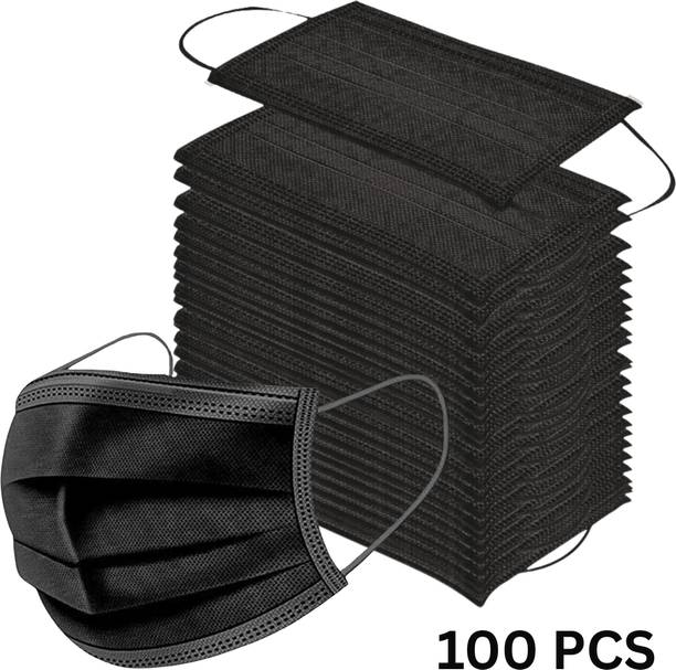 tick mark Surgical Black Medical Mask Breathable, Disposable Surgical Black Medical Mask Water Resistant, Non-Washable Surgical Mask With Melt Blown Fabric Layer