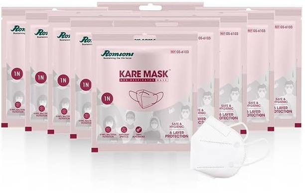 Romsons Kare Mask N95 Respirators, with 6 Layer Protection (10 Pieces)