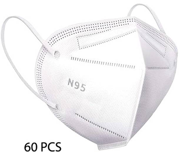 Vaghani N95/KN95 Reusable 5 Layer mask for Men ,Women(White, Free Size,60 Pcs) Washable Surgical Mask With Melt Blown Fabric Layer