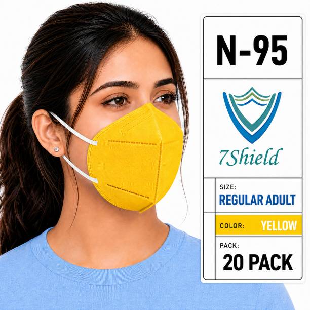 7SHIELD Yellow N95, Medical Mask High-Performance Healthcare and Personal Use 6-Ply Yellow N-95 Washable, Reusable, Water Resistant