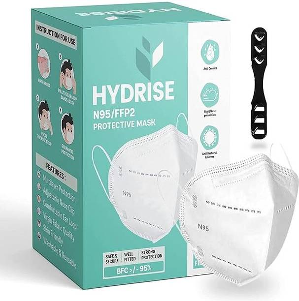 Hydrise HYDRISE Pack of 10 Premium N95 Mask For Men and Women with Mask Adjuster HYD-W-10 Reusable, Washable Cloth Mask With Melt Blown Fabric Layer