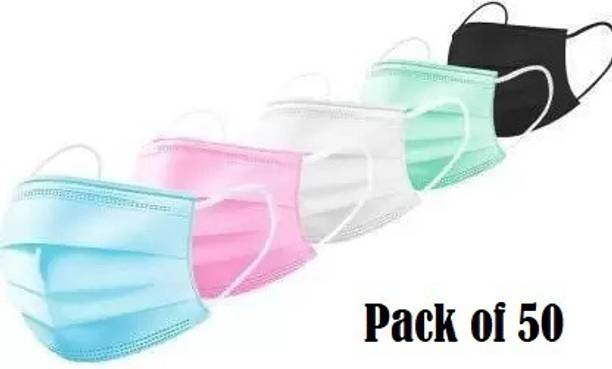 Wellstar Protective Face Mask with NOSE CLIP CE ISO & GMP Certified Bacterial Filtration 3 Ply Surgical Mask ( MULTICOLOUR ) Surgical Mask With Melt Blown Fabric Layer Non-Washable, Water Resistant Surgical Mask With Melt Blown Fabric Layer