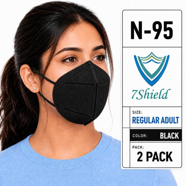 7SHIELD Black N95, Medical Mask High-Performance Healthcare and Personal Use 6-Ply Black N-95 Washable, Reusable, Water Resistant