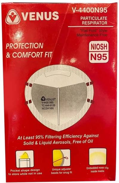 Venus V-4400 NIOSH Certified N95 Respirator Face Mask in White Color (Pack of 50