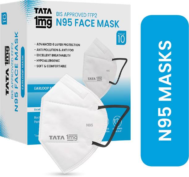 TATA 1mg BIS Approved FFP2 N95 Mask - Head Loop, Premium Face Mask 6 Layers