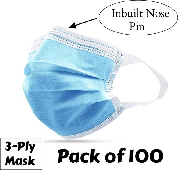 7SHIELD CE and ISO Certified Surgical mask with Extra soft Fabric ear loop Fabric Ear loop Water Resistant, Non-Washable Surgical Mask With Melt Blown Fabric Layer