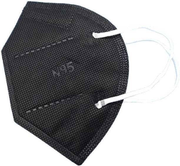 C-Cure N95 Disposable Face Mask For Men And Women (Black) | Pack of 50 Reusable, Washable Surgical Mask With Melt Blown Fabric Layer
