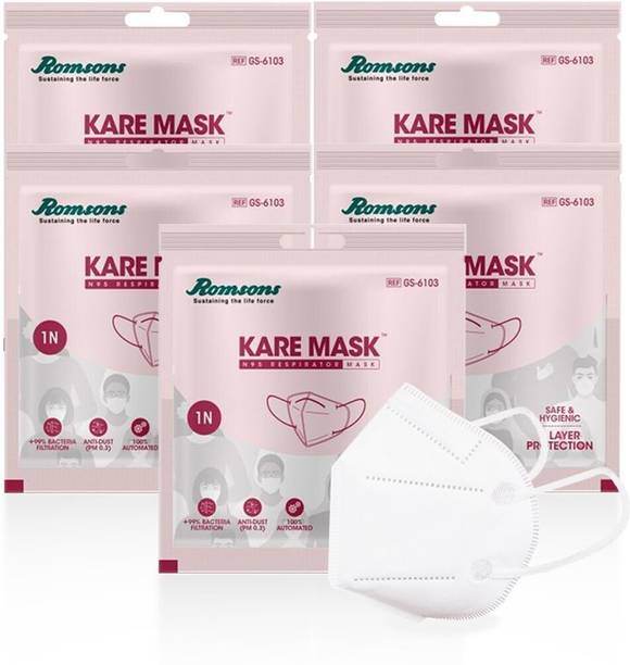 Romsons Kare Mask, N95 Respirators Kare Mask, N95 Respirators, 1 Pc/Pack (Pack of 5)