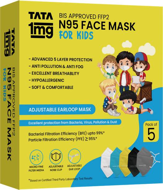 TATA 1mg BIS Approved FFP2 N95 Mask for Kids 5 Mask