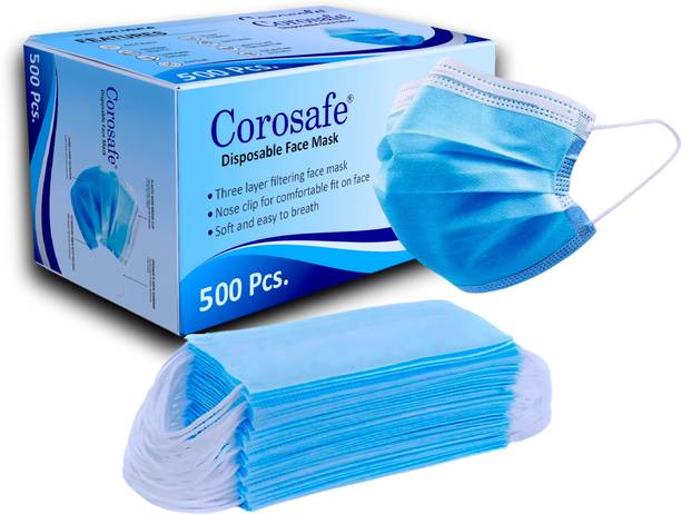 Corosafe Mask with Nose Clip 3 Layer Anti - Pollution Non woven Cloth Mask With Melt Blown Fabric Layer