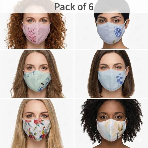 Vaghani 3 Layer Anti-Pollution Printed Premium QualityMask 3 Layer Anti-Pollution Mask 6 Pcs SuperBreathable Women Print Premium CottonMask Reusable, Washable Cloth Mask With Melt Blown Fabric Layer