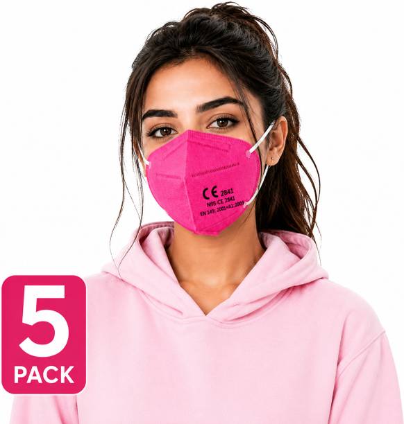 7SHIELD Pink N95 Face Mask 6 Layer CE Certified Breathable Protective Dust Mask Pollution Safety Mask, Comfortable Fit, Daily & Travel Use, Reusable, Washable