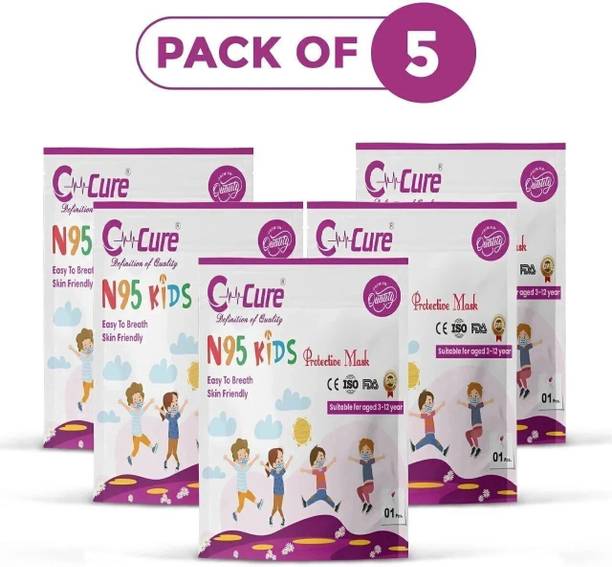 C-Cure Kids N95 Mask For 8-12 Years 5 Layer Face Mask For Kids N95 Mask Disposable Mask CN95KFM-05 Non-Reusable
