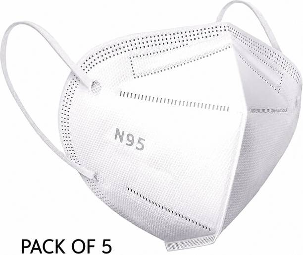 Vaghani N95/KN95 Reusable 5 Layer mask for Men ,Women(White, Free Size, 5 Pcs) Reusable, Washable Surgical Mask With Melt Blown Fabric Layer