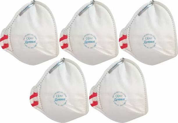 Venus V420-SL N95 Mask is CE Certified: Flat Fold Style Reusable (White, Pack of 5)