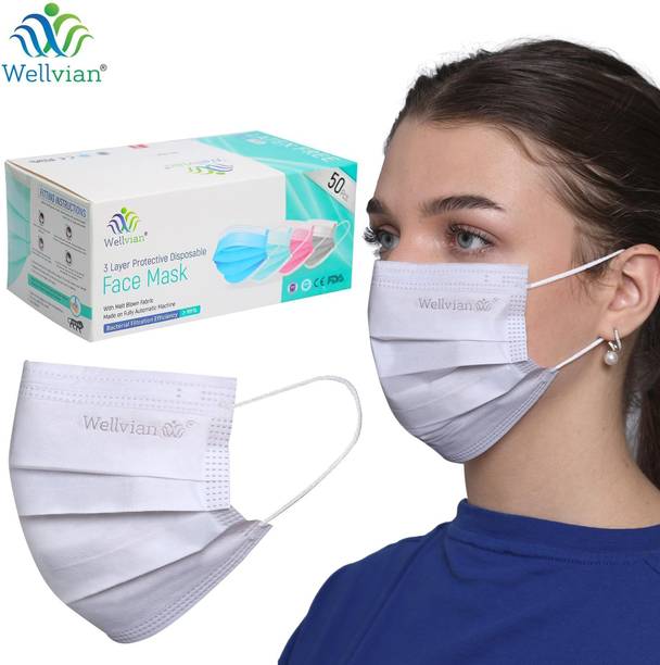 WELLVIAN Face Mask Adjustable Nose Pin White-50pcs Reusable, Washable, Water Resistant, Non-Washable, Non-Reusable