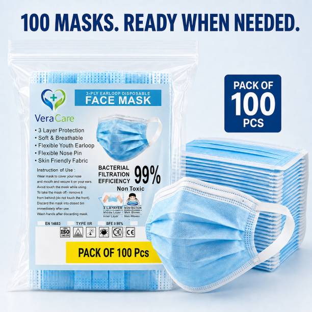 veracare Ultra Comfort Softloop Surgical Mask – Skin Friendly, 3 Layer Protection Surgical Mask With Melt Blown Fabric Layer