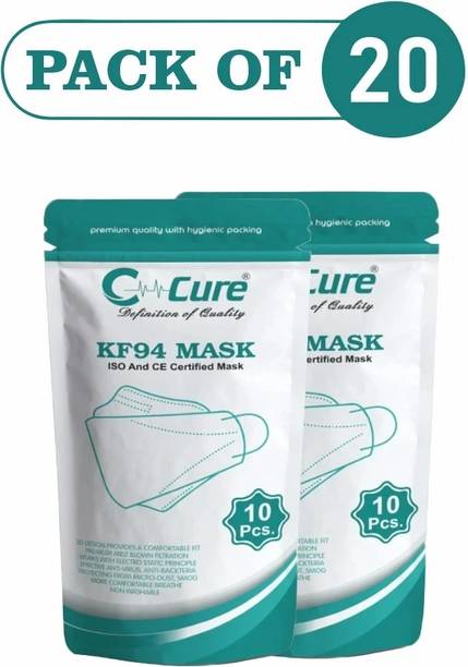 C-Cure KF94 Mask for Adult, 4 Layer Filtration, Comfortable Ear loops, Breathable CCKF94FM-20G Reusable