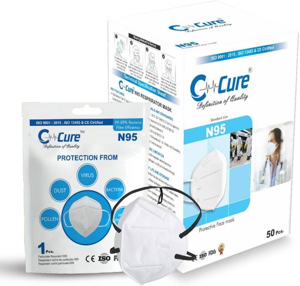 C-Cure N95 Disposable Face Mask with Adjustable Head Loop 5 Layer Protection CDN95FMWHL-15 Reusable, Washable