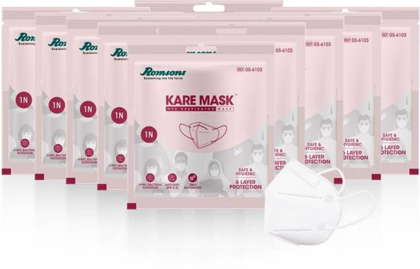 Romsons Kare Mask, N95 Respirators, 1 Pc/Pack (Pack of 10)