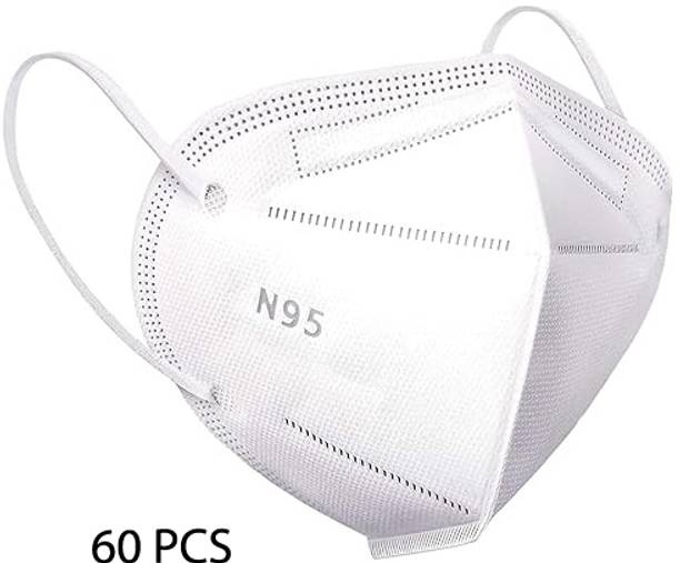 Vaghani N95 Mask Respirator 5 Layer Breathable Primium Mask N95/KN95 Reusable 5 Layer mask for Men ,Women(White, Free Size, Pack of-60) Washable Surgical Mask With Melt Blown Fabric Layer