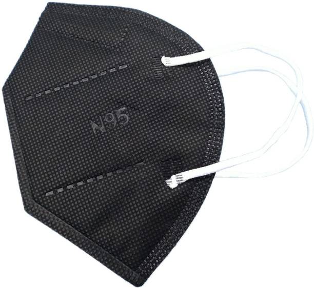 C-Cure N95 Disposable Face Mask For Men And Women (Black) | Pack of 50 Reusable, Washable Surgical Mask With Melt Blown Fabric Layer
