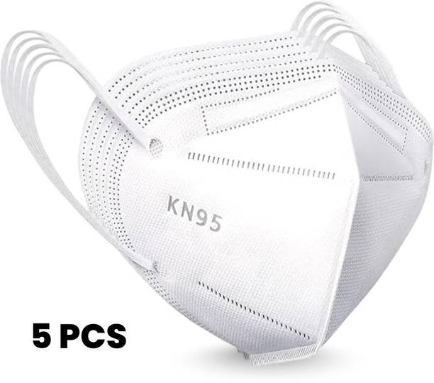hysavio White N95 5pc Mask Protective Mask | High Efficiency Respirator Mask for Dust, Smoke & Air Safety Reusable, Washable, Water Resistant