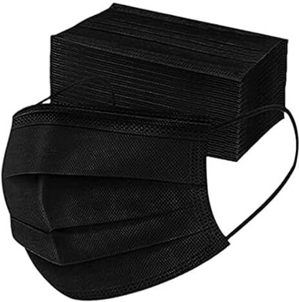 MaxxPro Anti Pollution Anti Bacterial Surgical Mask For Kids and Adults 100pcs 3ply Black Mask Disposable Non-Woven Surgical Face Mask soft Earloop Surgical Mask With Melt Blown Fabric Layer