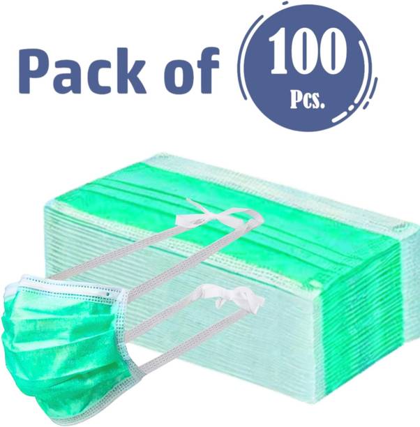 C-Cure Tie On Certified 3 Ply Face Mask For Men And Women Non Woven Surgical Face Mask For Pollution Protection Surgical Mask With Melt Blown Fabric Layer
