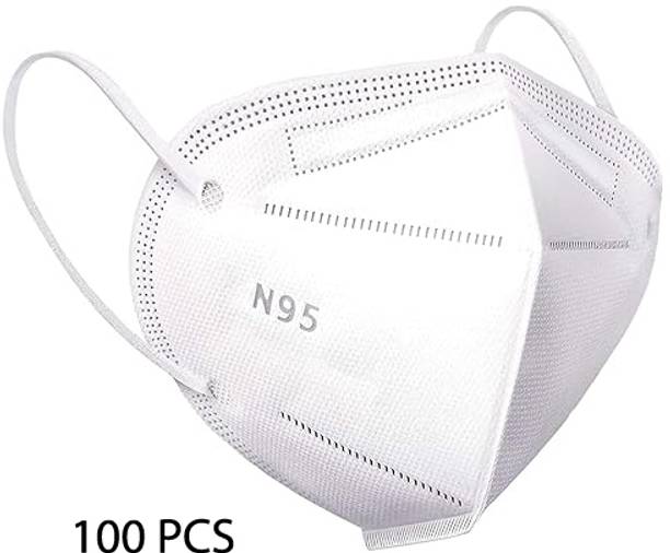 Vaghani N95 Mask Respirator 5 Layer Breathable Primium Mask N95/KN95 Reusable 5 Layer mask for Men ,Women(White, Free Size, Pack of-100) Washable Surgical Mask With Melt Blown Fabric Layer