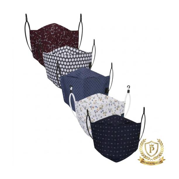 Vaghani 3 Layer Anti Pollution Primium Box Print Mask 3 Layer Anti Pollution Mask 5 Pcs Super Breathable Cloth Box Print Cotton Mask Reusable, Washable Cloth Mask With Melt Blown Fabric Layer
