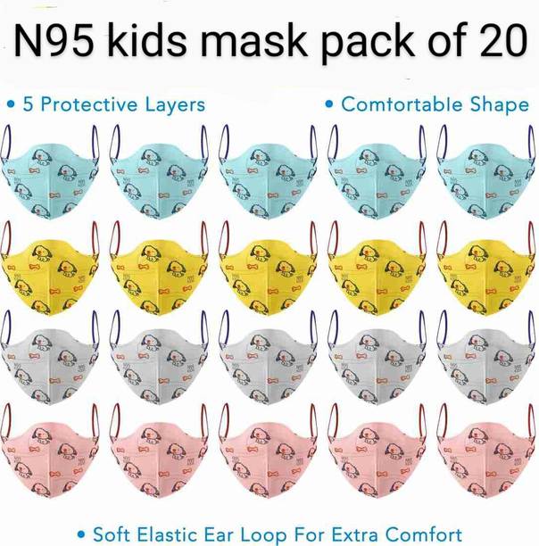 KGKR 5 Layers Protraction of Anti Dust/Pollution and Bacteria, 95% Hard Filtration, N95 kids mask Reusable, Washable, Water Resistant