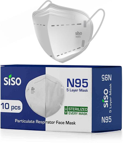 SISO N95 5 Layer Face Mask FFP2 (Pack of 10) - ISI Mark/BIS Certified N95 5 Layer Face Mask FFP2 (Pack of 10) - ISI Mark/BIS Certified Reusable