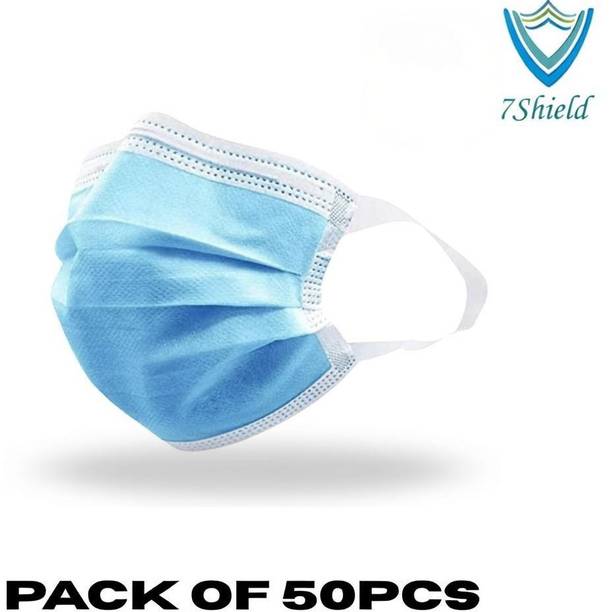 7SHIELD CE and ISO Certified Surgical mask with Extra soft Fabric ear loop 50pc softloop Non-Washable, Non-Reusable Surgical Mask
