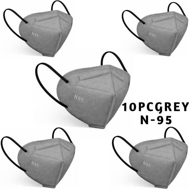 tick mark N95 Respirator Mask | Dust, Pollution & Medical Protection, Comfortable Fit 5-Ply Grey N-95 Reusable, Washable, Water Resistant