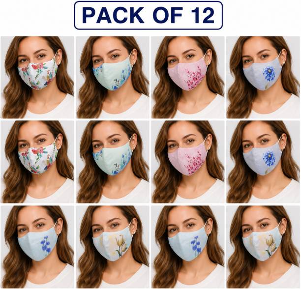 Vaghani 3 Layer Anti Pollution Printed QualityMask 3 Layer Anti Pollution Mask 6 Pcs Super Breathable Women Print Cloth Cotton Mask Reusable, Washable Cloth Mask With Melt Blown Fabric Layer