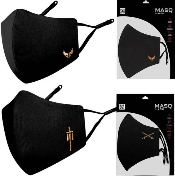 MASQ 4 Layer Anti pollution Protective, 100% Cotton Cloth Face Mask Combo for Men Sabre Wings Reusable, Washable Cloth Mask