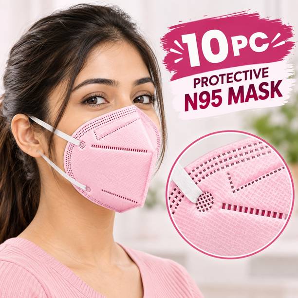 tick mark N95 Mask for Men and Women, Pink Protective Respirator Face Mask for Dust, Pollution, Office, Travel and Daily Outdoor Use Washable, Reusable, Water Resistant