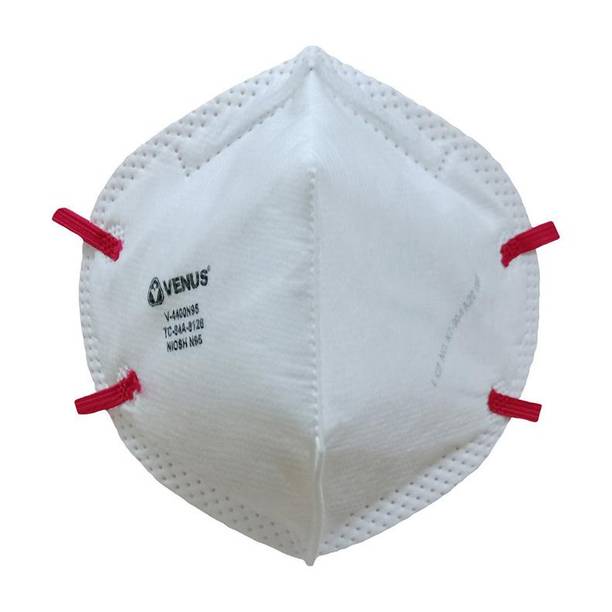 Venus V-4400N95 NIOSH N-95 Certified Medical Respirator, Unisex White Fold Flat design Filtering Efficiency - > 95% for Non-Oil Based Particles