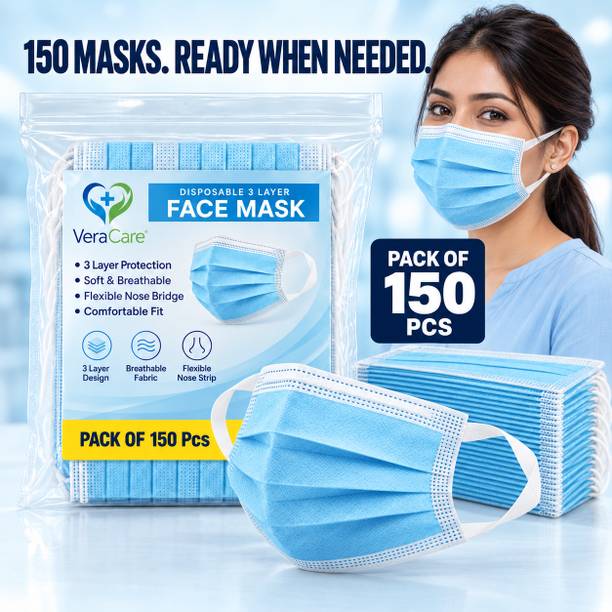 veracare Softloop Disposable Surgical Mask – Easy Fit Elastic Loop, Daily Protection Non-Washable, Non-Reusable Surgical Mask With Melt Blown Fabric Layer