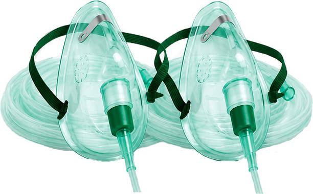 LISAMED Adult Oxygen Mask with 2 Meter Oxygen Tubing, Universal Connector (2 Pieces) Reusable Oxygen Therapy Mask for Home & Hospital Reusable, Washable