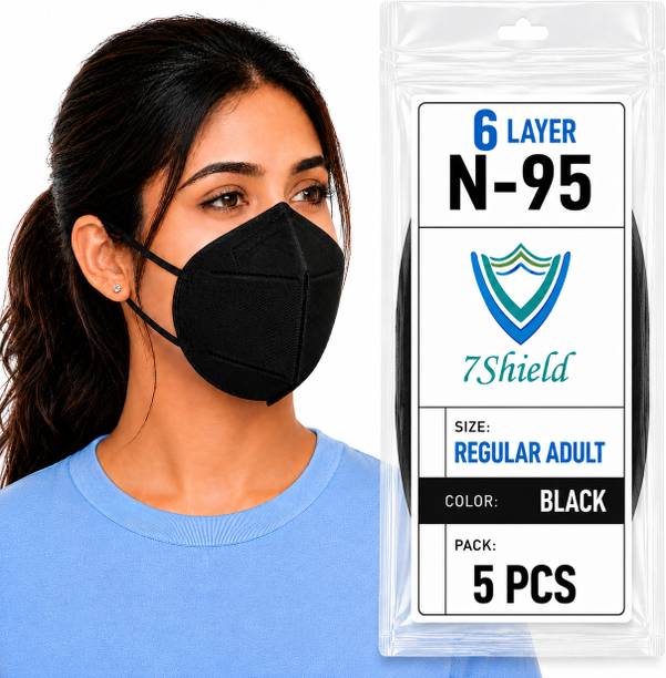 7SHIELD Black N95 Medical Mask High-Performance Healthcare and Personal Use 6-Ply Black N-95 Washable, Reusable, Water Resistant